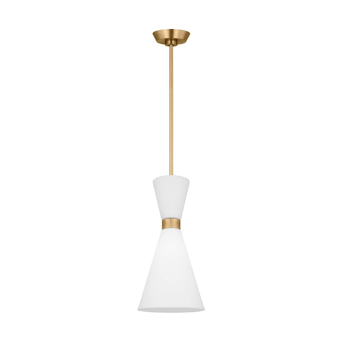 Visual Comfort Studio Belcarra 1-Lt SM Pendant, Brass/Etched White