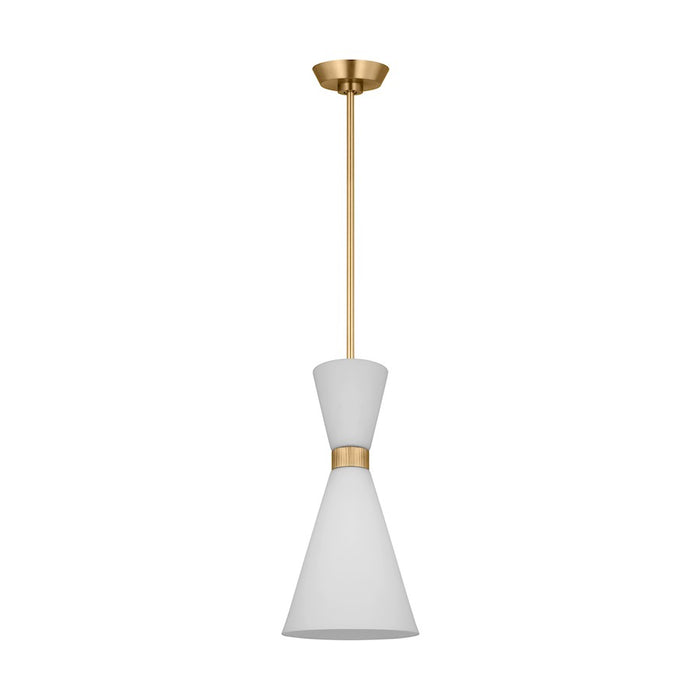 Visual Comfort Studio Belcarra 1-Lt SM Pendant, Brass/Etched White