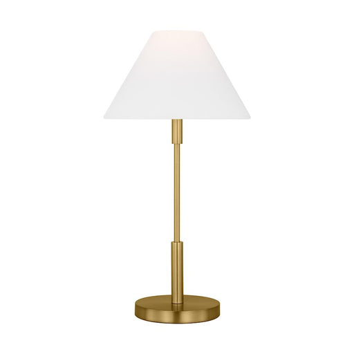 Visual Comfort Studio Porteau 1-Lt Med Table Lamp, Sat Brass/White - DJT1011SB1