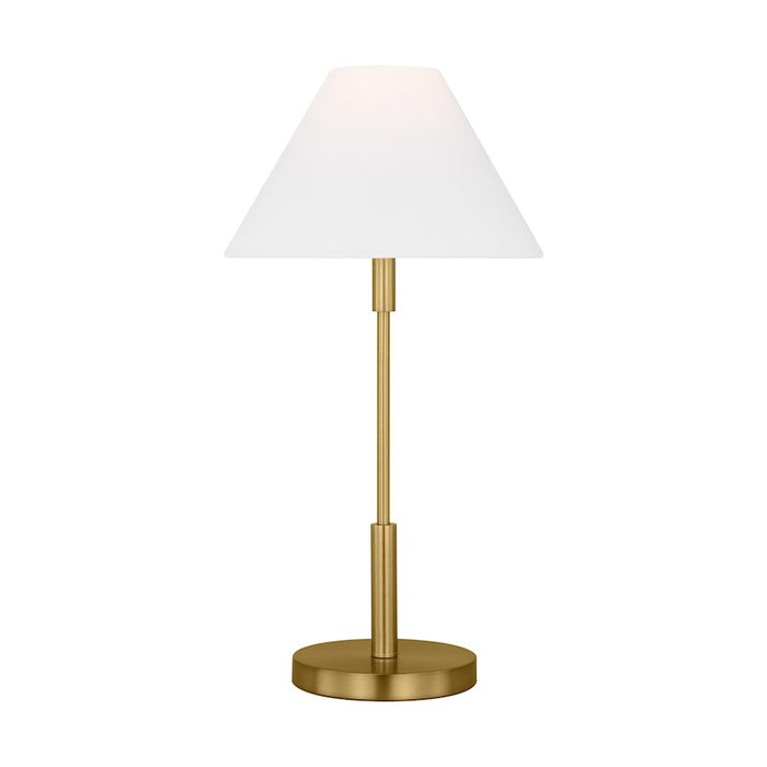 Visual Comfort Studio Porteau 1-Lt Med Table Lamp, Sat Brass/White - DJT1011SB1