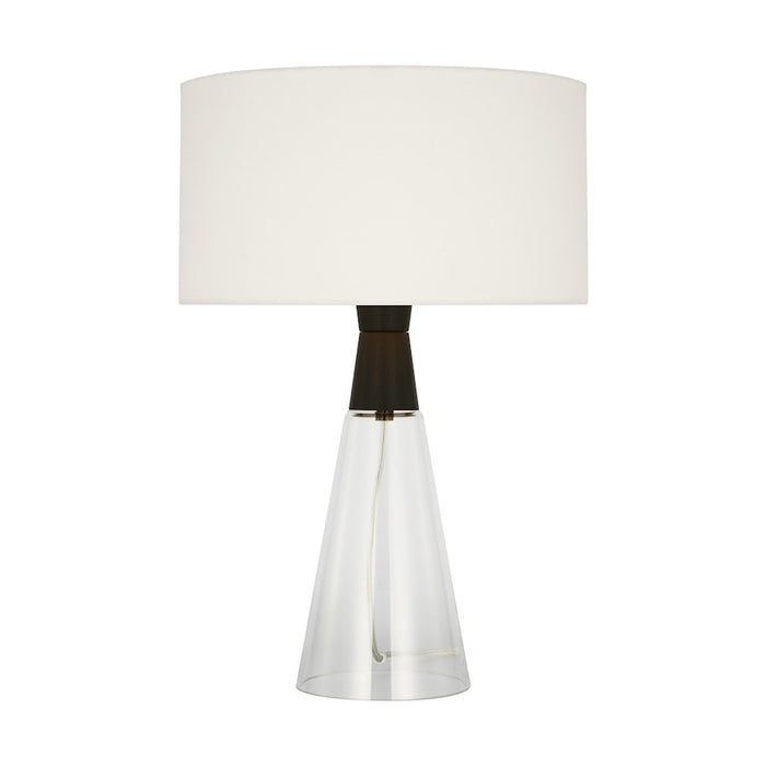 Visual Comfort Studio Pender 1-Lt Med Table Lamp, BK/WH Linen - DJT1041MBK1