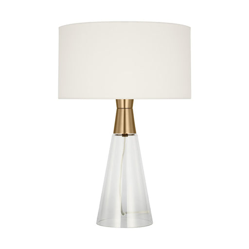 Visual Comfort Studio Pender 1-Lt Med Table Lamp, Sat Brass/White - DJT1041SB1