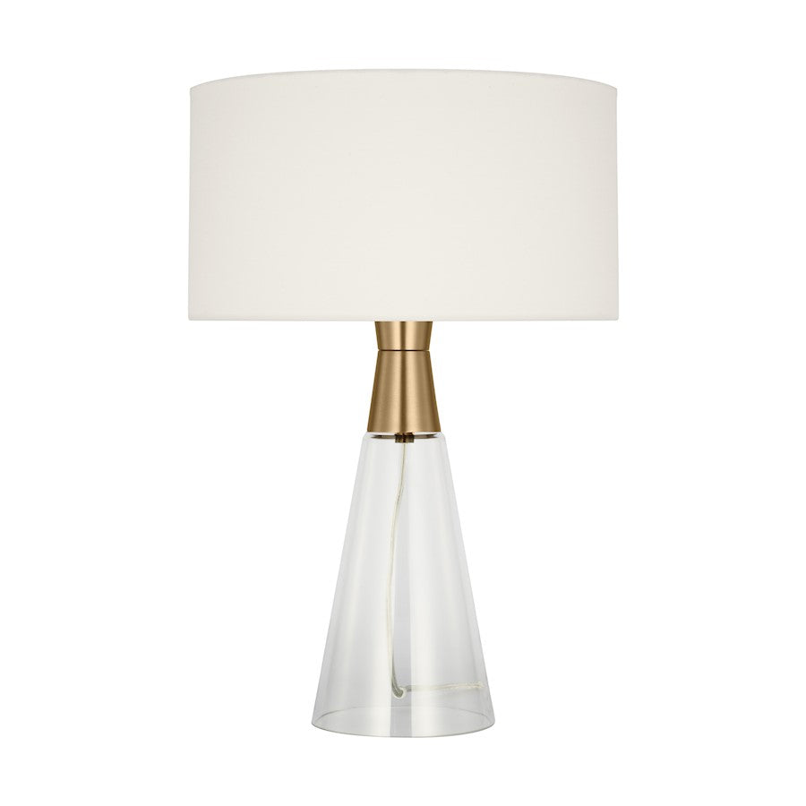 Visual Comfort Studio Pender 1-Lt Med Table Lamp, Sat Brass/White - DJT1041SB1