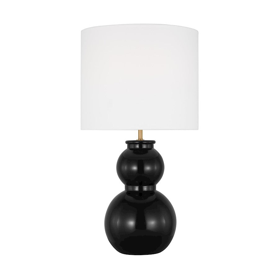 Visual Comfort Studio Buckley 1-Lt Med Table Lamp, Gloss BK/WH - DJT1051GBK1