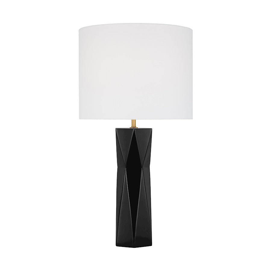 Visual Comfort Studio Fernwood 1-Lt Med Table Lamp, Gloss BK/WH - DJT1061GBK1