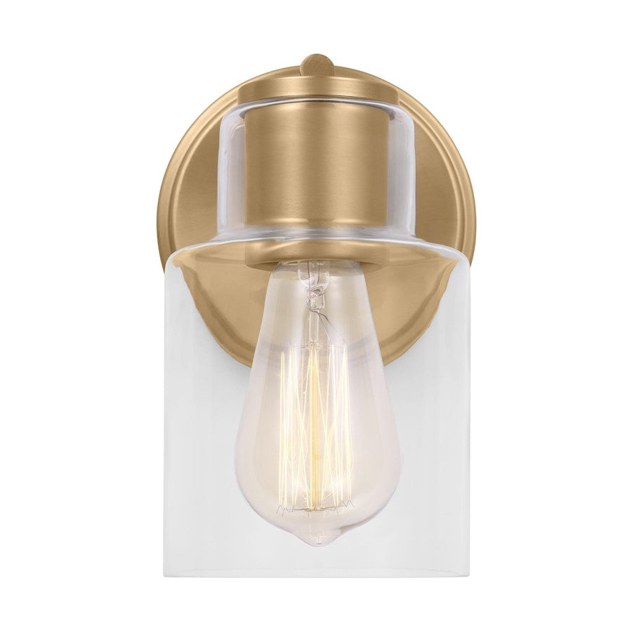 Visual Comfort Studio Sayward 1-Lt Small Sconce, Sat Brass/Clear - DJV1001SB