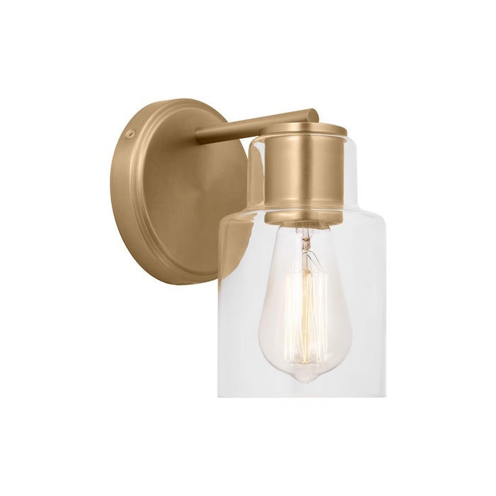 Visual Comfort Studio Sayward 1-Lt Small Sconce, Sat Brass/Clear