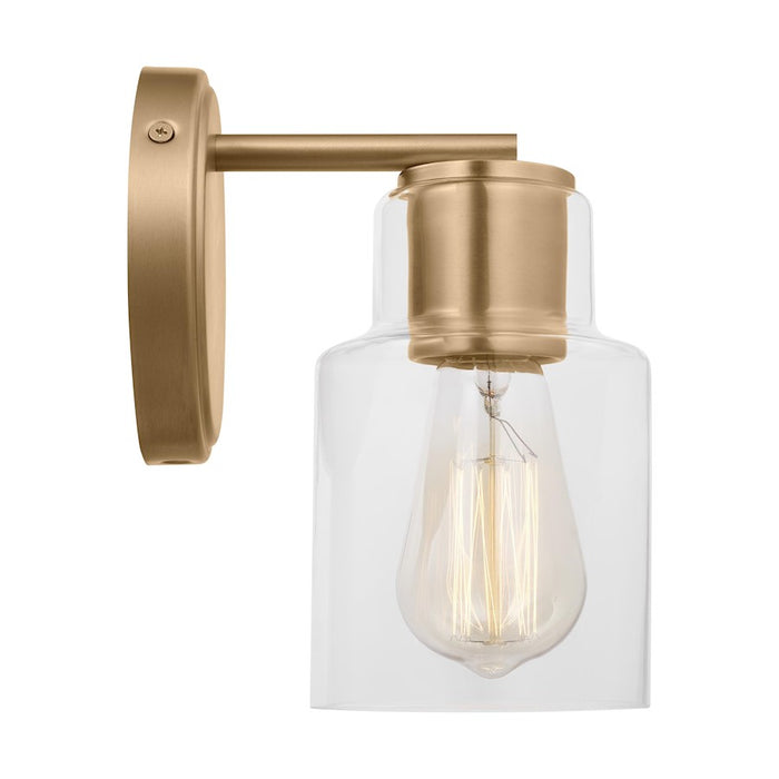 Visual Comfort Studio Sayward 1-Lt Small Sconce, Sat Brass/Clear