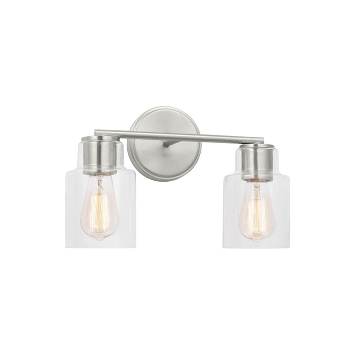 Visual Comfort Studio Sayward 2 Light Bath, Brushed Steel/Clear