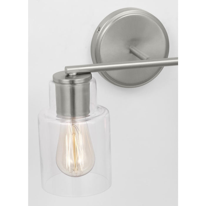 Visual Comfort Studio Sayward 2 Light Bath, Brushed Steel/Clear