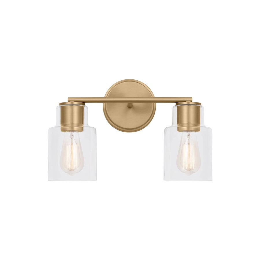 Visual Comfort Studio Sayward 2 Light Bath, Satin Brass/Clear - DJV1002SB