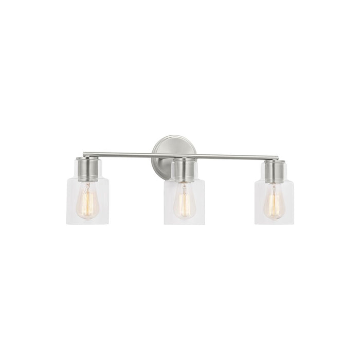 Visual Comfort Studio Sayward 3 Light Bath, Brushed Steel/Clear