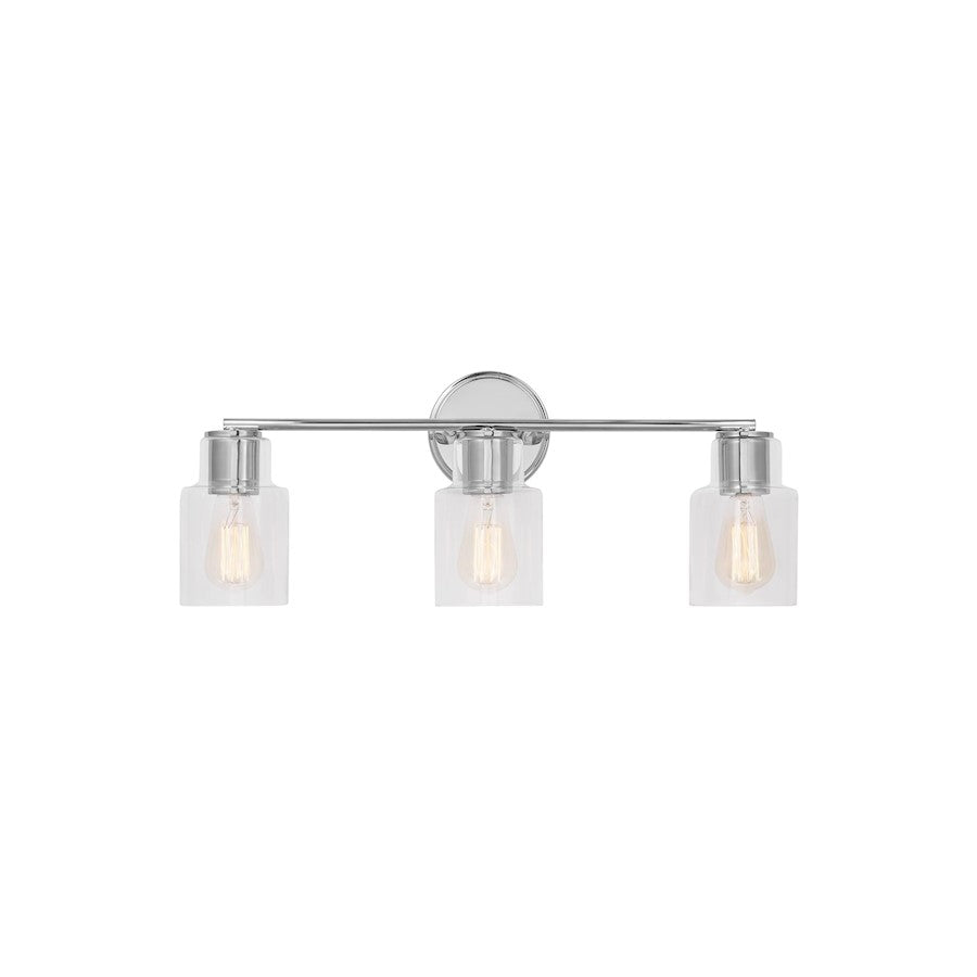 Visual Comfort Studio Sayward 3 Light Bath, Chrome/Clear - DJV1003CH