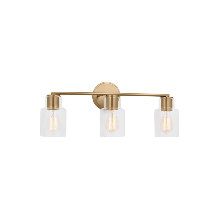 Visual Comfort Studio Sayward 3 Light Bath, Satin Brass/Clear