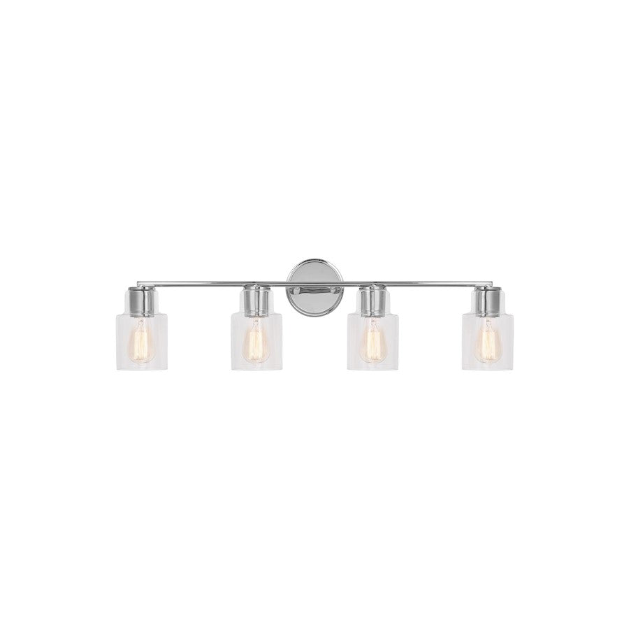 Visual Comfort Studio Sayward 4 Light Bath, Chrome/Clear - DJV1004CH