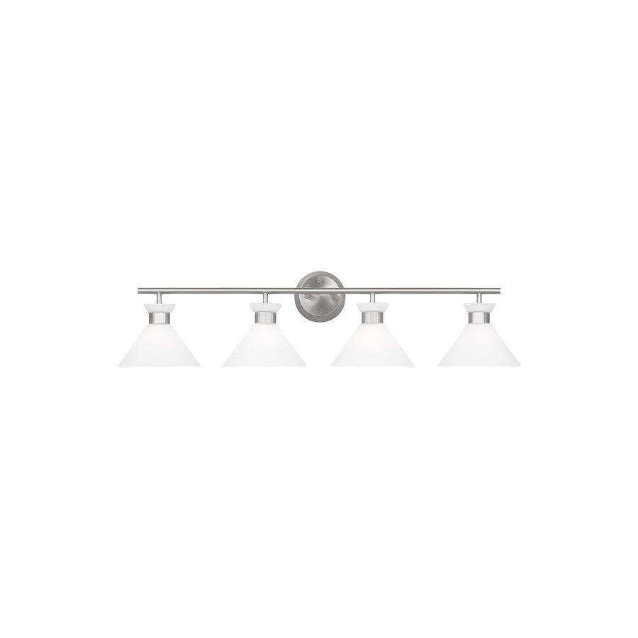 Visual Comfort Studio Belcarra 4-Lt Bath, Brushed Steel/Etched White - DJV1014BS