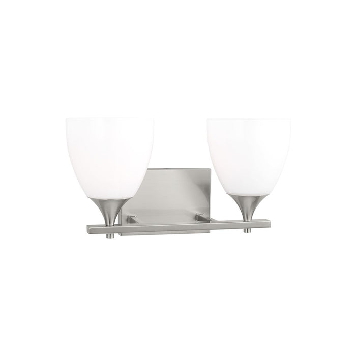 Visual Comfort Studio Toffino 2 Light Bath, Brushed Steel/Milk