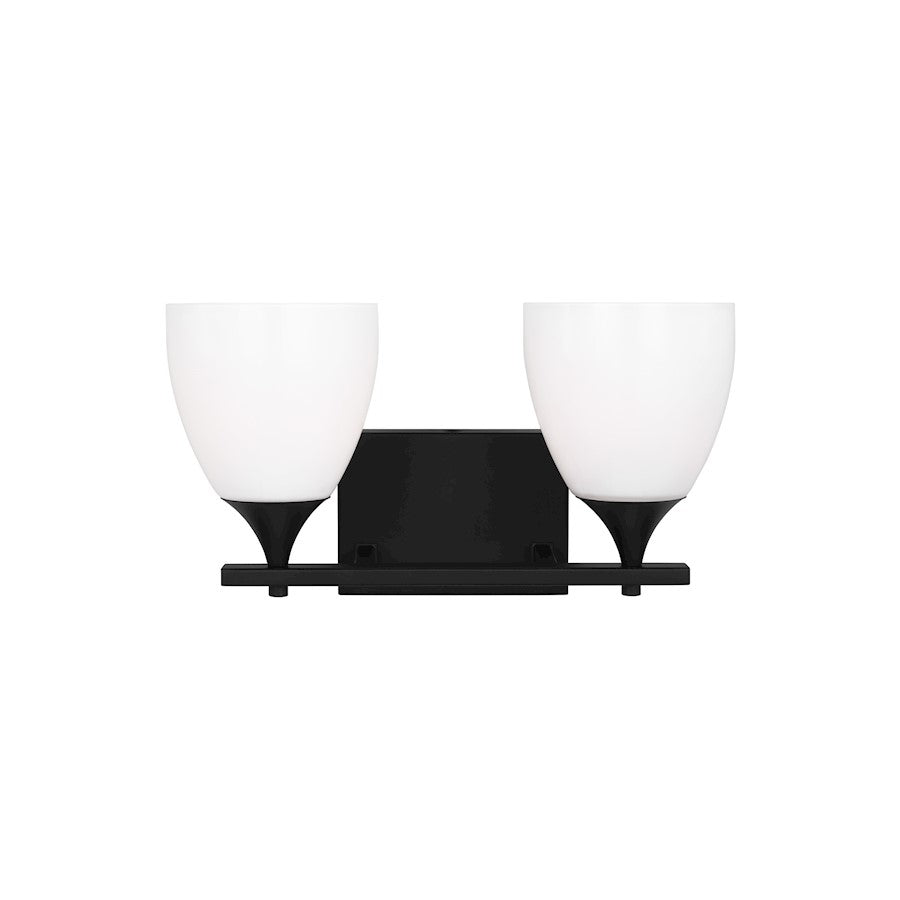 Visual Comfort Studio Toffino 2 Light Bath, Midnight Black/Milk - DJV1022MBK