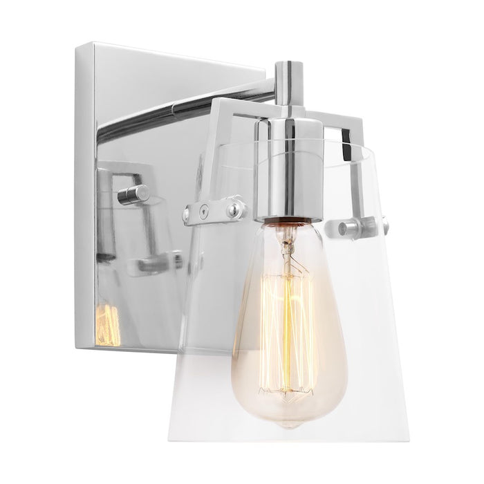 Visual Comfort Studio Crofton 1 Light Small Sconce, Chrome/Clear