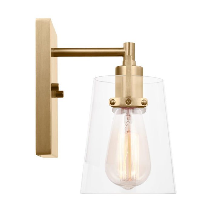 Visual Comfort Studio Crofton 1-Lt Small Sconce, Sat Brass/Clear