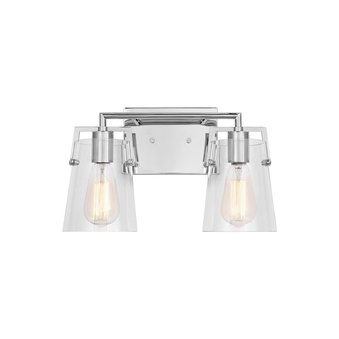 Visual Comfort Studio Crofton 2 Light Bath, Chrome/Clear - DJV1032CH