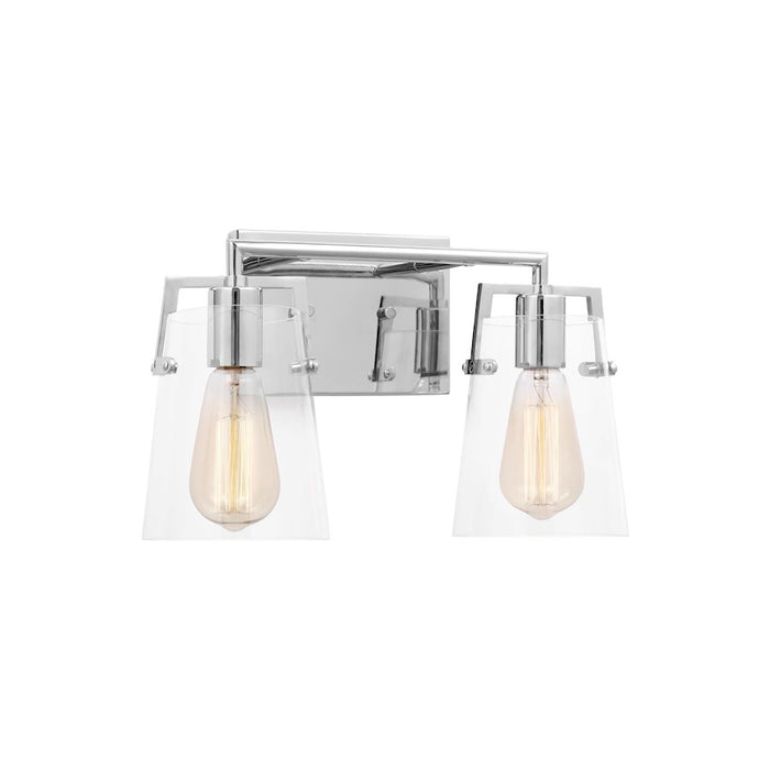 Visual Comfort Studio Crofton 2 Light Bath, Chrome/Clear