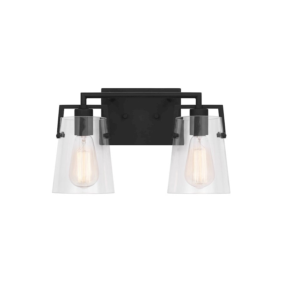 Visual Comfort Studio Crofton 2 Light Bath, Midnight Black/Clear - DJV1032MBK