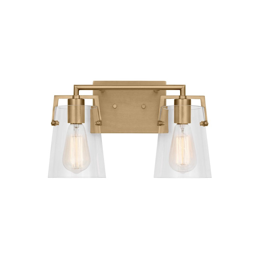 Visual Comfort Studio Crofton 2 Light Bath, Satin Brass/Clear - DJV1032SB