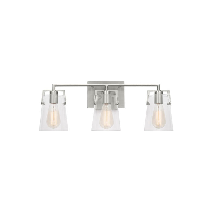 Visual Comfort Studio Crofton 3 Light Bath, Brushed Steel/Clear - DJV1033BS