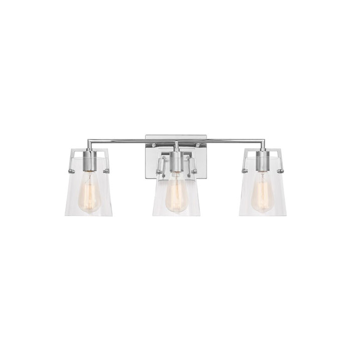 Visual Comfort Studio Crofton 3 Light Bath, Chrome/Clear - DJV1033CH