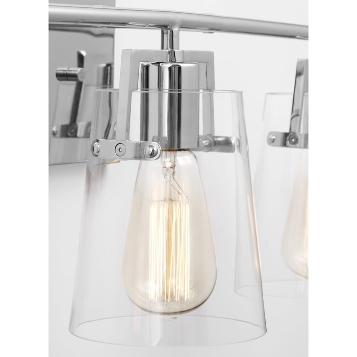 Visual Comfort Studio Crofton 3 Light Bath, Chrome/Clear