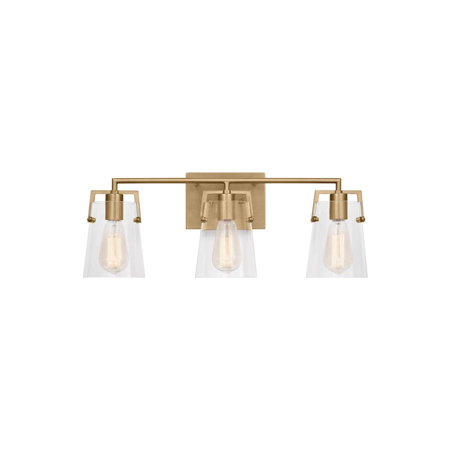 Visual Comfort Studio Crofton 3 Light Bath, Satin Brass/Clear - DJV1033SB