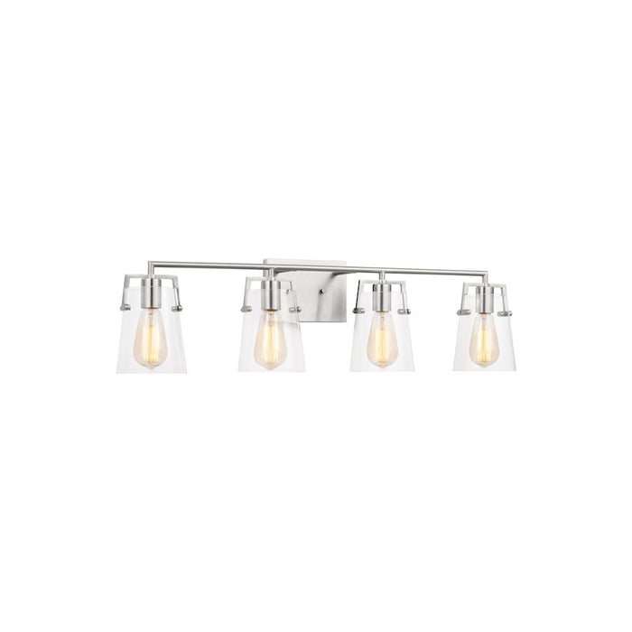 Visual Comfort Studio Crofton 4 Light Bath, Brushed Steel/Clear