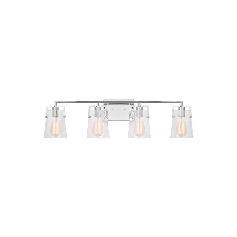 Visual Comfort Studio Crofton 4 Light Bath, Chrome/Clear - DJV1034CH