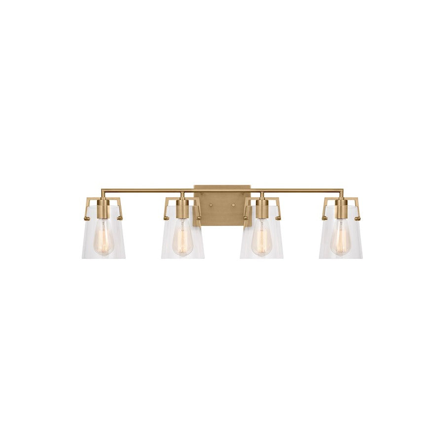 Visual Comfort Studio Crofton 4 Light Bath, Satin Brass/Clear - DJV1034SB