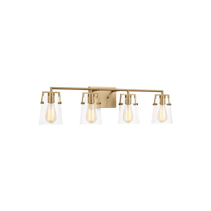 Visual Comfort Studio Crofton 4 Light Bath, Satin Brass/Clear