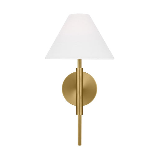 Visual Comfort Studio Porteau 1-Lt Med Sconce, Sat Brass/White Linen - DJW1011SB