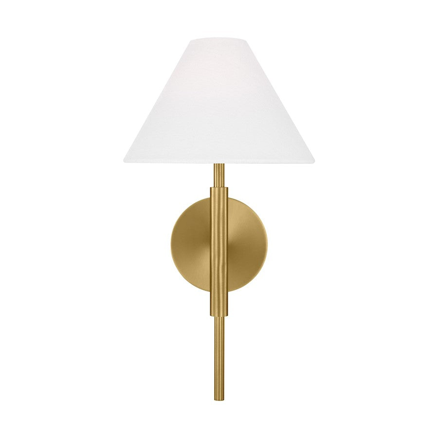 Visual Comfort Studio Porteau 1-Lt Med Sconce, Sat Brass/White Linen - DJW1011SB