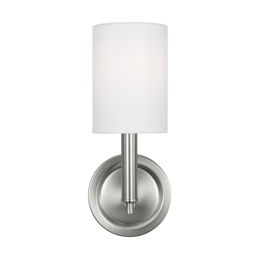 Visual Comfort Studio Egmont 1-Lt Med Sconce, Brushed Steel/WH Linen - DJW1051BS