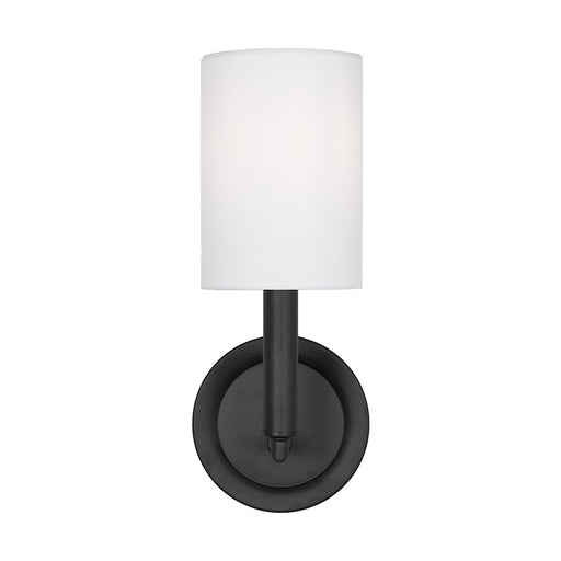 Visual Comfort Studio Egmont 1 Light Med Sconce, Black/White Linen - DJW1051MBK