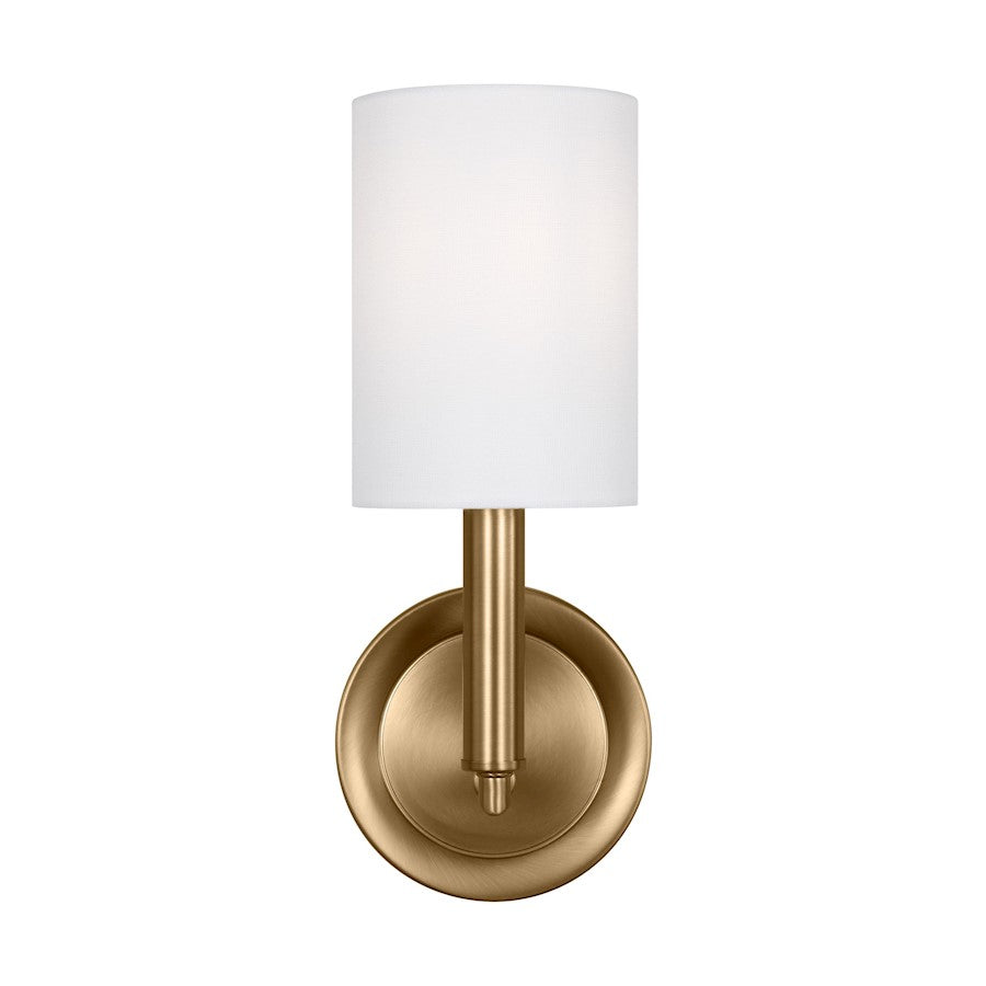 Visual Comfort Studio Egmont 1-Lt Med Sconce, Sat Brass/White Linen - DJW1051SB