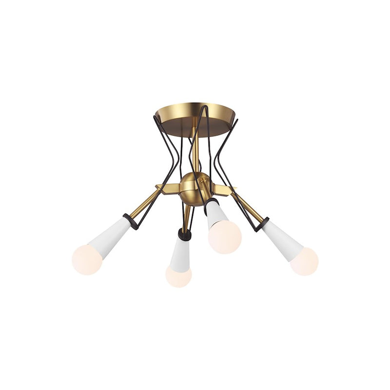 Visual Comfort Studio Piro 4 Light Flush Mount, BurnishBrass
