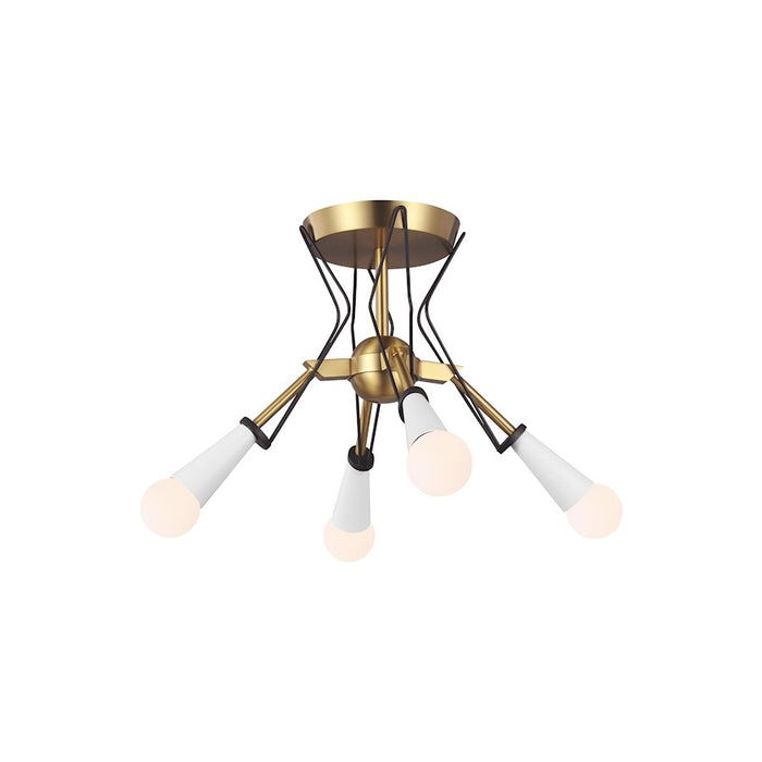 Visual Comfort Studio Piro 4 Light Flush Mount, BurnishBrass