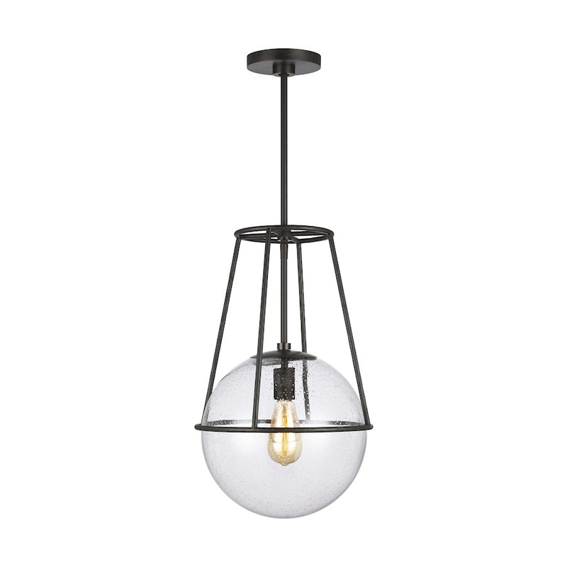 Visual Comfort Studio Atlas 1 Light Pendant, AgIron/Clear Seed- EP1101AI