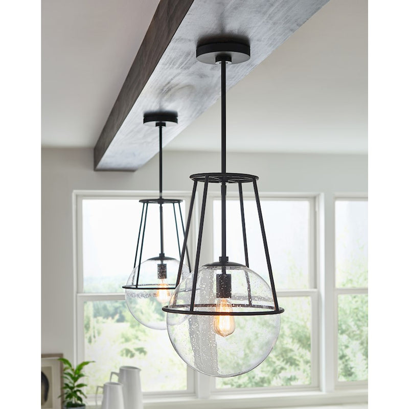 Visual Comfort Studio Atlas 1 Light Pendant, AgIron/Clear Seed- EP1101AI