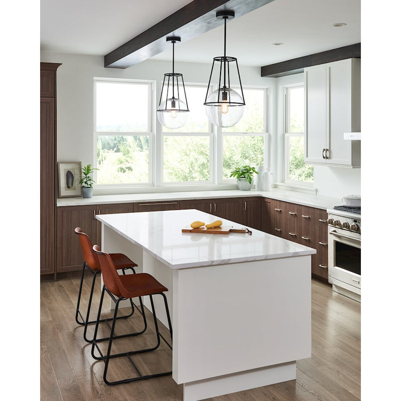 Visual Comfort Studio Atlas 1 Light Pendant, AgIron/Clear Seed- EP1101AI