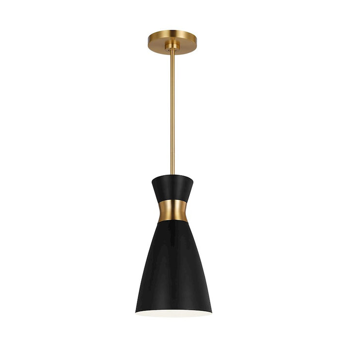 Visual Comfort Studio Heath 1-Lt Small Pendant, Black/Brass/White