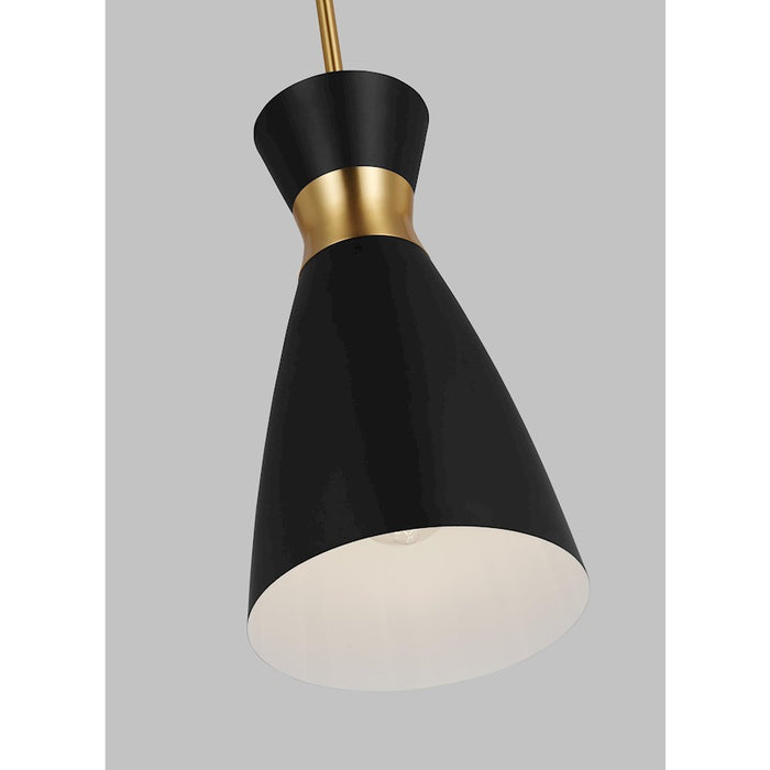 Visual Comfort Studio Heath 1-Lt Small Pendant, Black/Brass/White