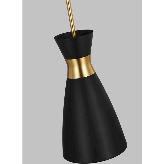 Visual Comfort Studio Heath 1-Lt Small Pendant, Black/Brass/White