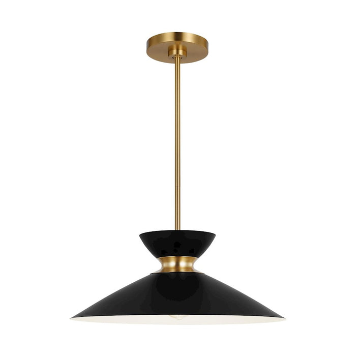 Visual Comfort Studio Heath 1 Light Wide Pendant, Midnight/Brass